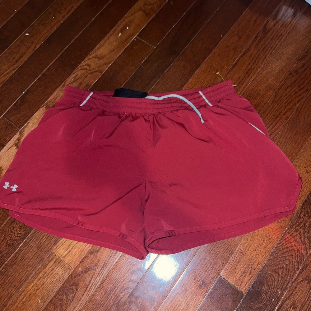Red under armour athletic shorts